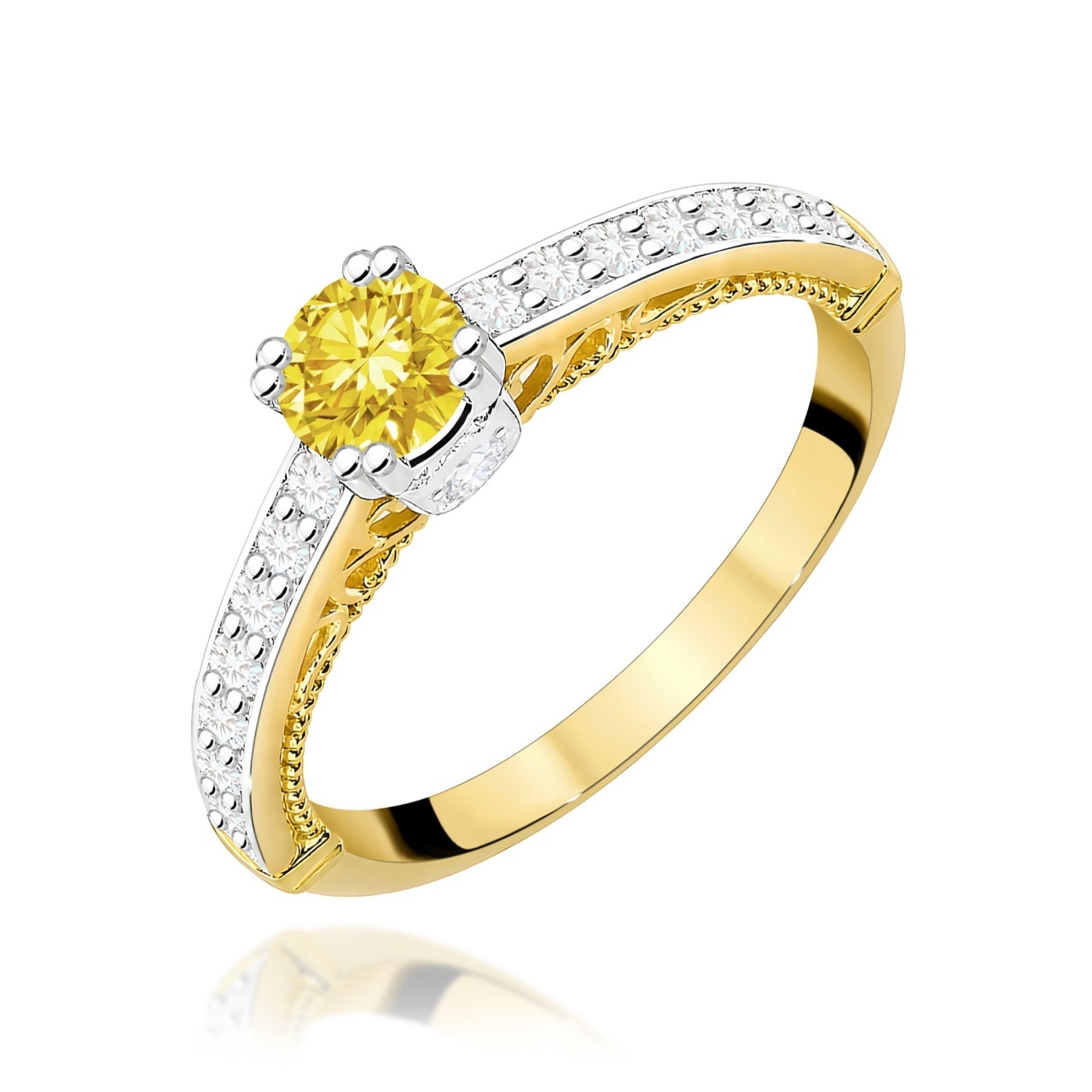 Inel Aur 9K cu Diamante de Laborator 0.56 ct (Varianta: Galben)