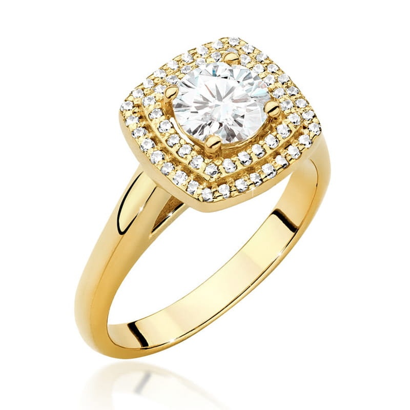 Inel Aur 9K cu Diamante de Laborator 0.98 ct (Varianta: Galben)