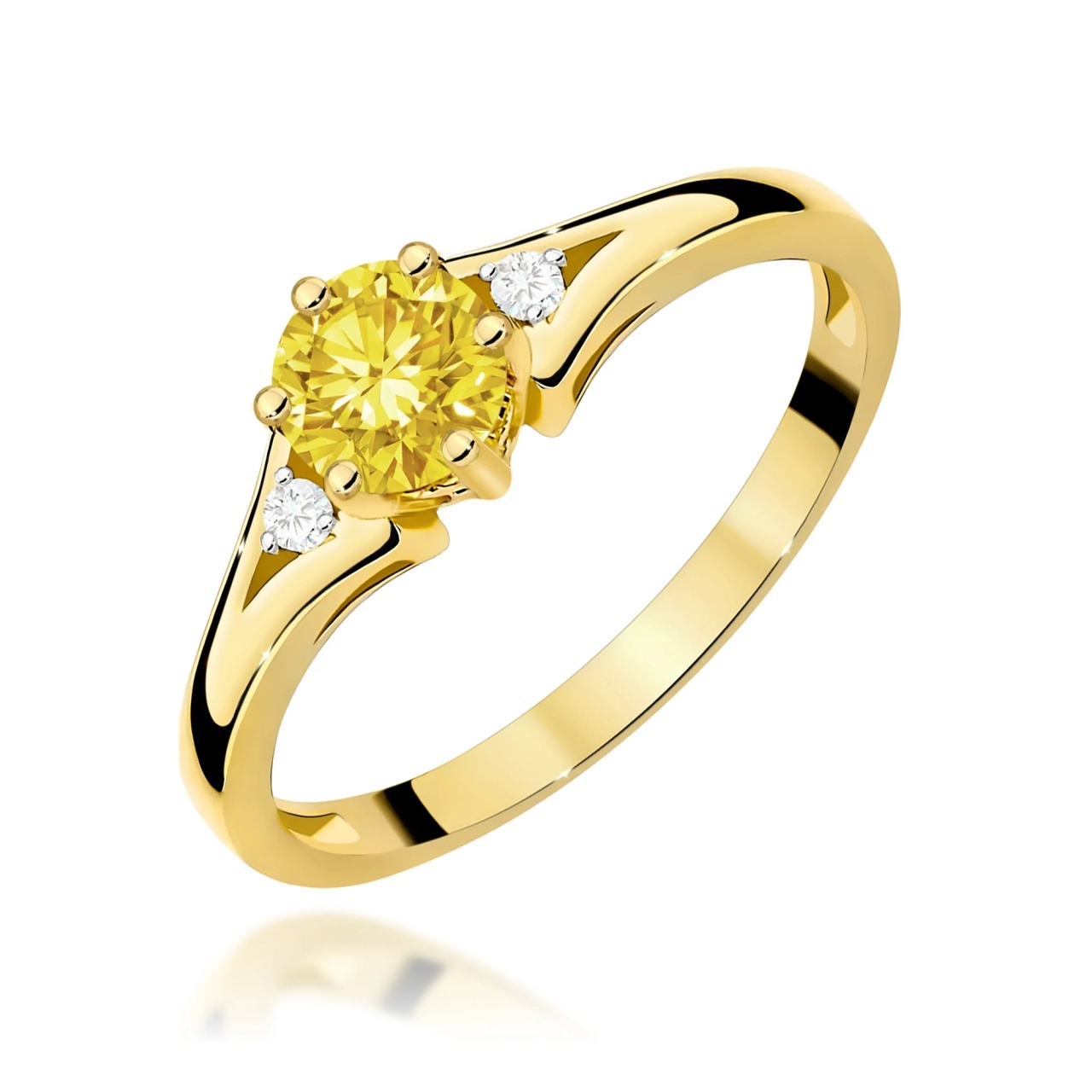 Inel Aur 9K cu Diamante Galbene de Laborator 0.53 ct (Varianta: Galben)