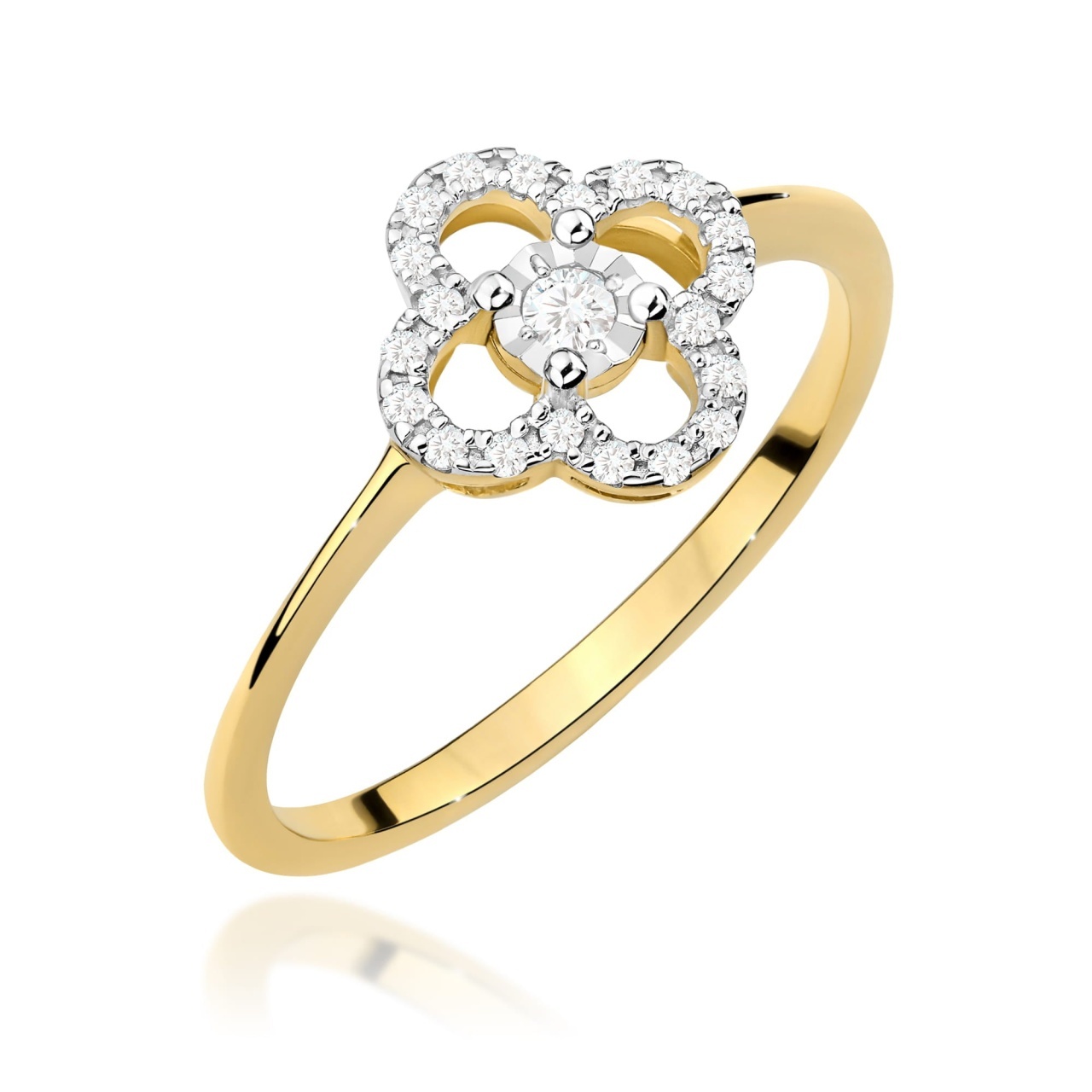 Inel Aur 9K cu Diamante Naturale 0.13 ct (Varianta: Galben)