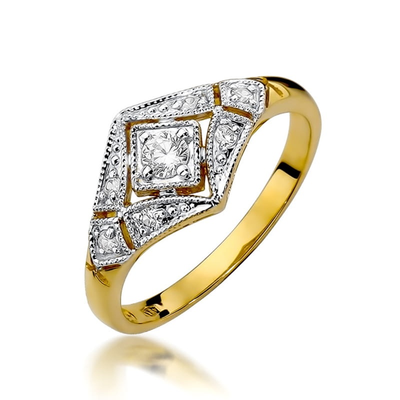 Inel Aur 9K cu Diamante Naturale 0.19 ct (Varianta: Galben)