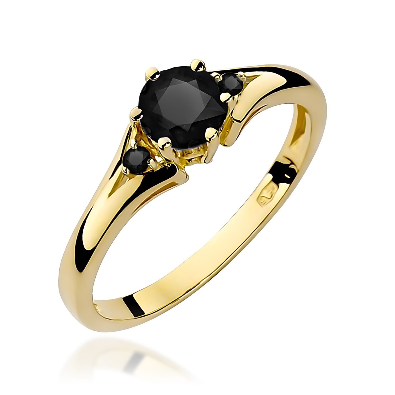 Inel Aur 9K cu Diamante Naturale Negre 0.53 ct (Varianta: Galben)
