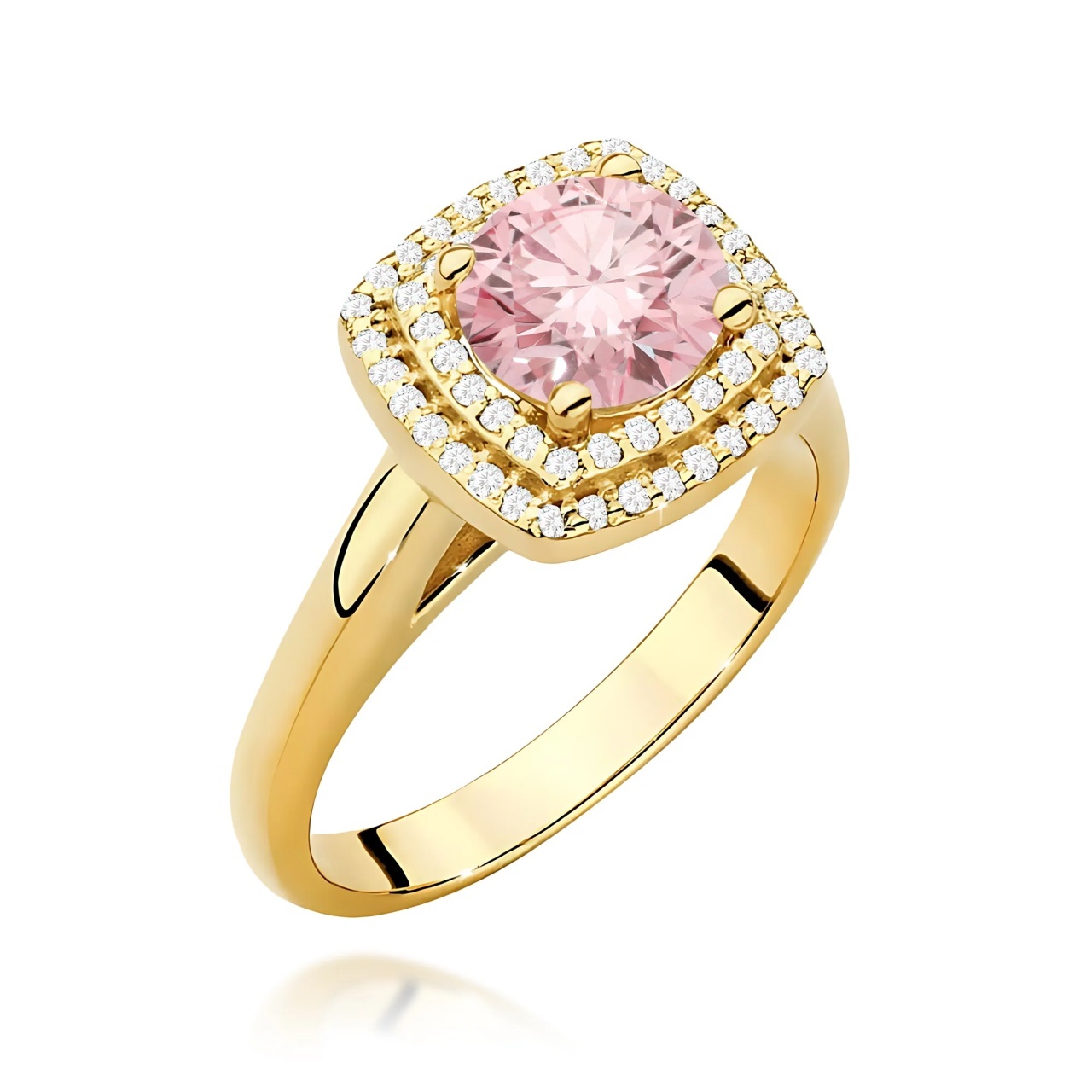 Inel Aur 9K cu Diamante Roz de Laborator 1.28 ct (Varianta: Galben)