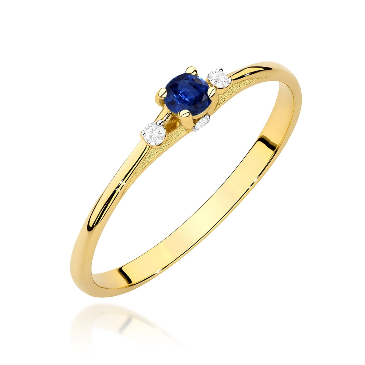 Inel Aur 9K cu Safir 0.15 ct si Diamante Naturale 0.05 ct (Varianta: Galben)