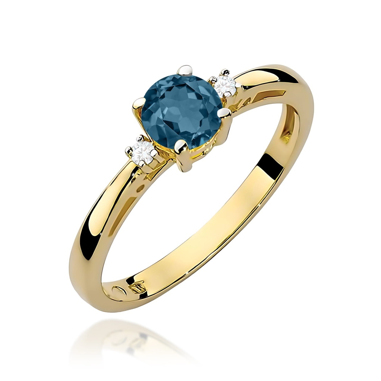 Inel Aur 9K cu Topaz London Blue 0.50 ct si Diamante Naturale 0.03 ct (Varianta: Galben)