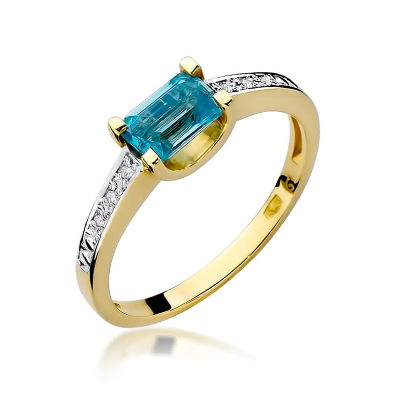 Inel Aur 9K cu Topaz Swiss 0.65 ct si Diamante Naturale 0.03 ct (Varianta: Galben)