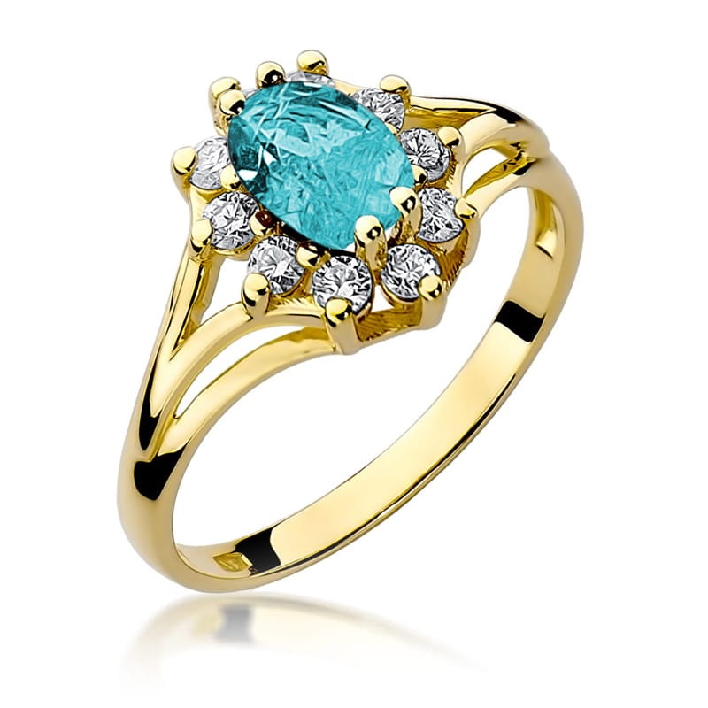 Inel Aur 9K cu Topaz Swiss 0.90 ct si Diamante Naturale 0.30 ct (Varianta: Galben)