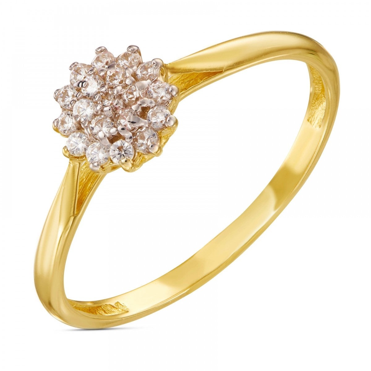 Inel de Logodnă Floare Aur 8K Zirconiu - Eleganță Florală (Măsură inel: 16)