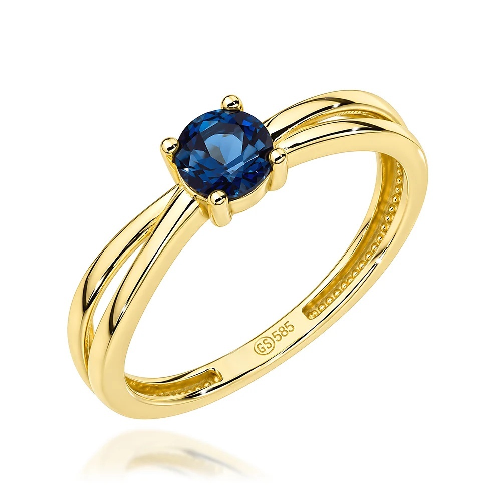 Inel Din Aur 14K Cu Bandă Împletită Și Topaz London Blue (Greutate: 1.23, Măsură: 10)