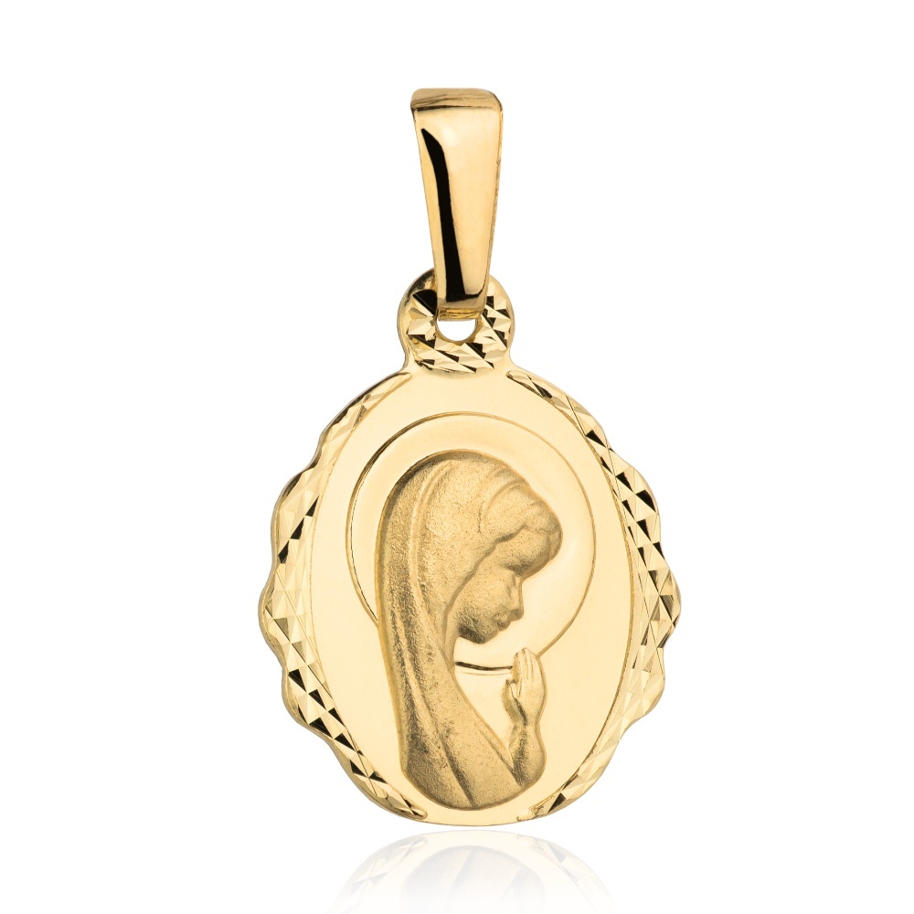 Medalion Aur cu Fecioara Maria Rugându-se și Diamante Delicate (Greutate: 1.34)