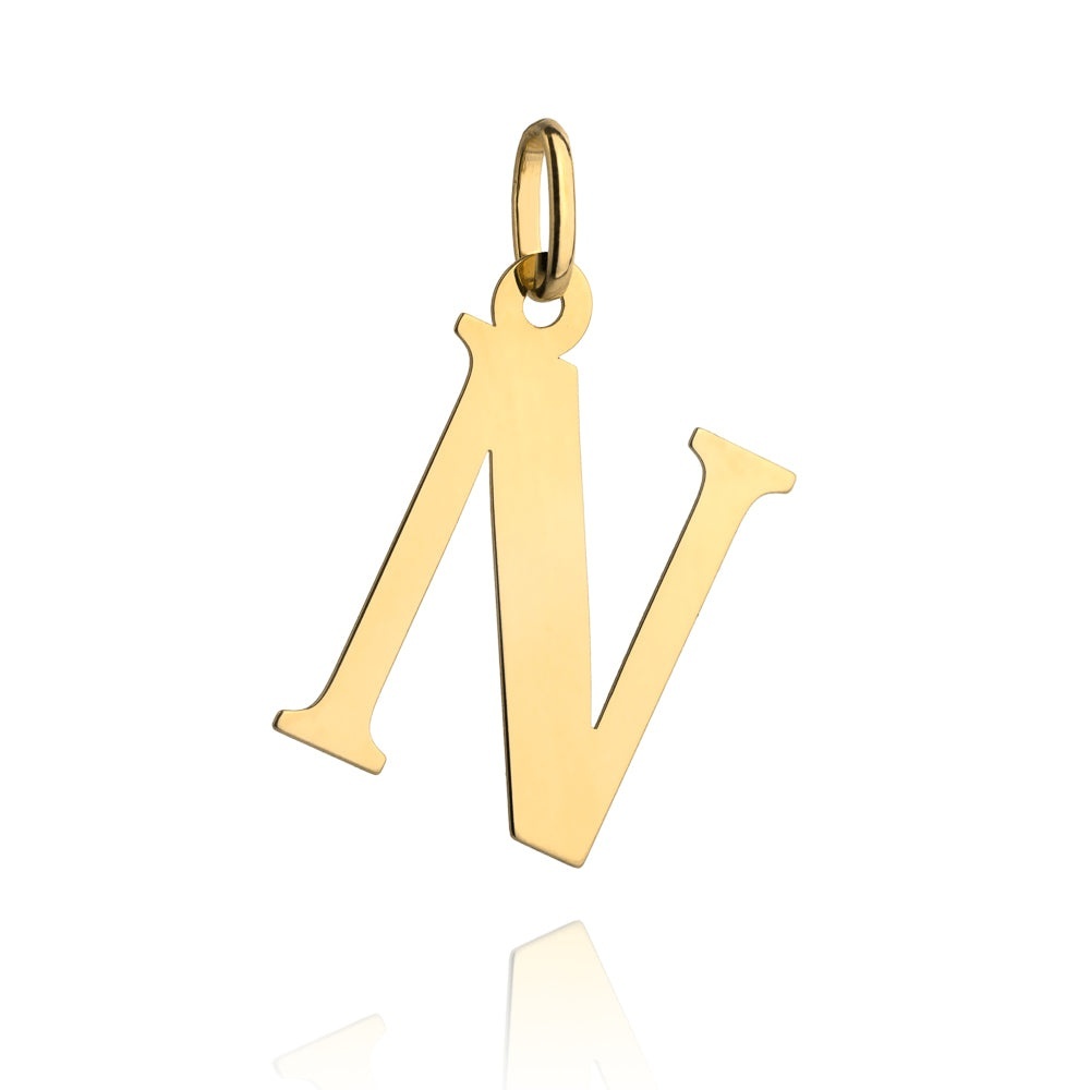Pandantiv Aur 14K cu Litera N, 24x14 mm (Greutate: 0.65)