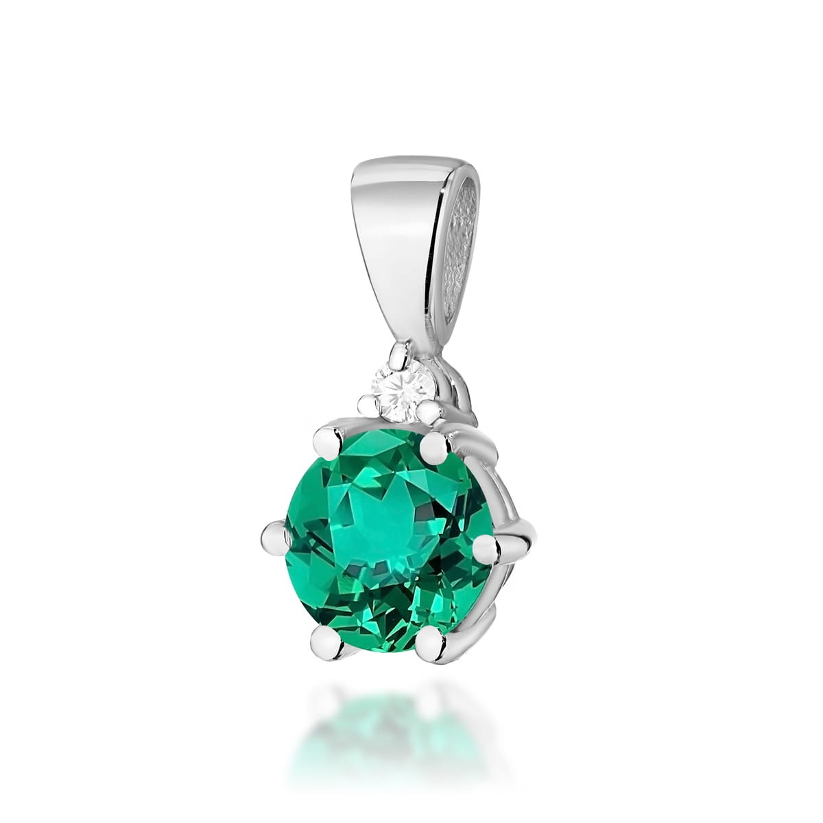 Pandantiv Aur 14K cu Smarald 0.50 ct si Diamant Natural 0.01 ct (Varianta: Galben)