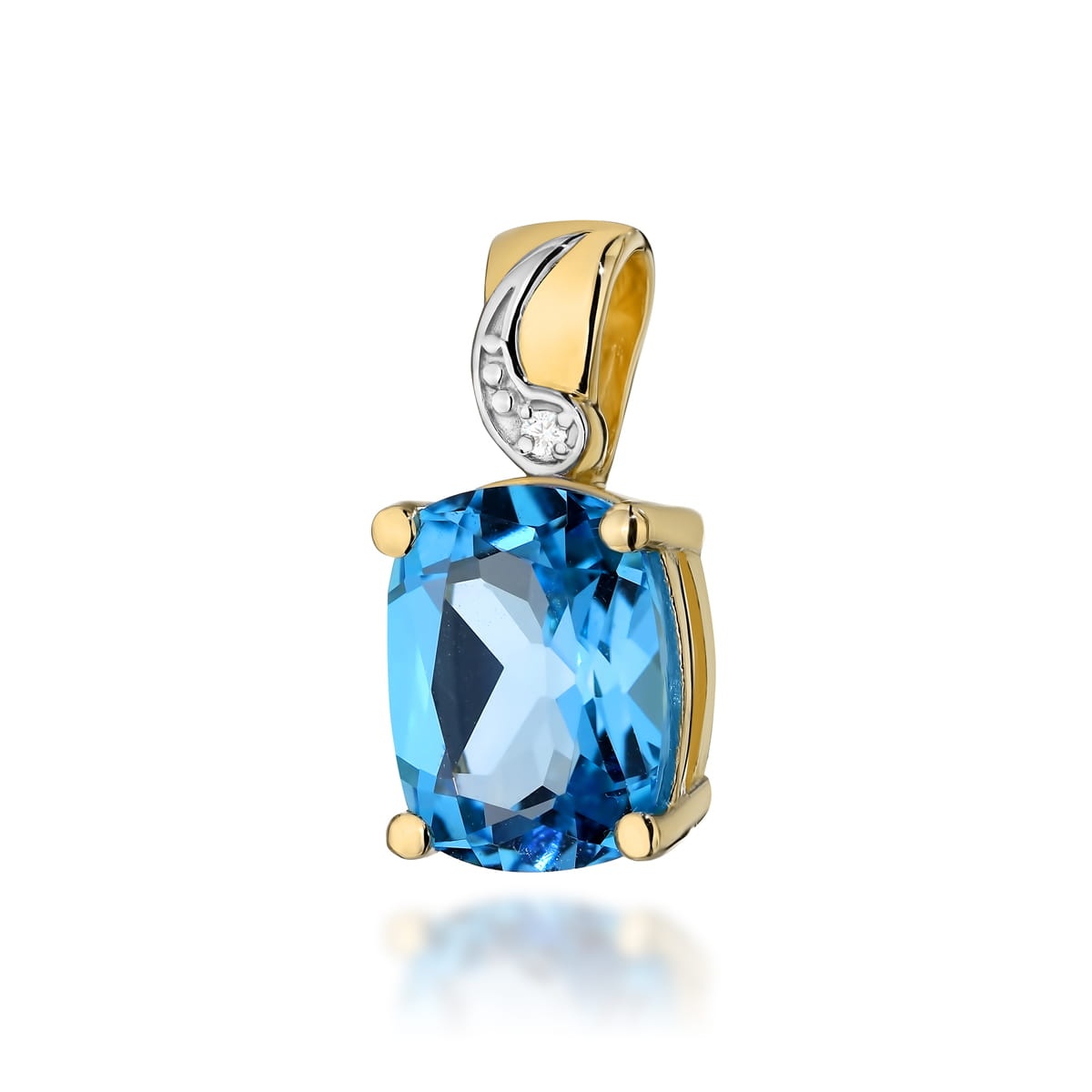 Pandantiv Aur 14K cu Topaz Swiss 2.40 ct si Diamant Natural 0.01 ct (Varianta: Galben)