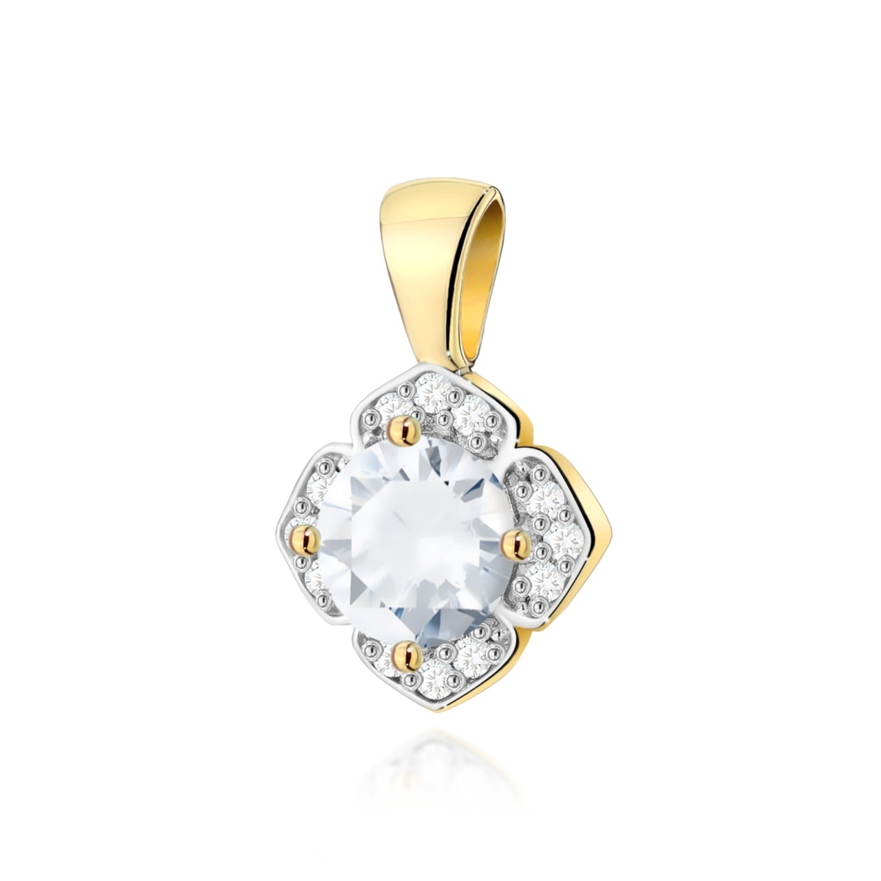 Pandantiv Aur 14K cu White Sapphire 0.60 ct si Diamante Naturale 0.06 ct (Varianta: Galben)