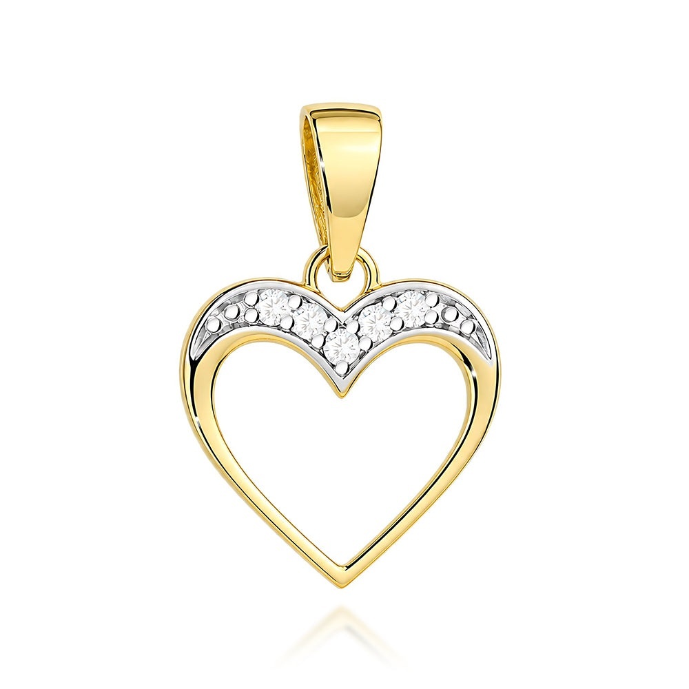 Pandantiv Aur 14K Inimă Decorată Cu Zirconii (Greutate: 0.74)