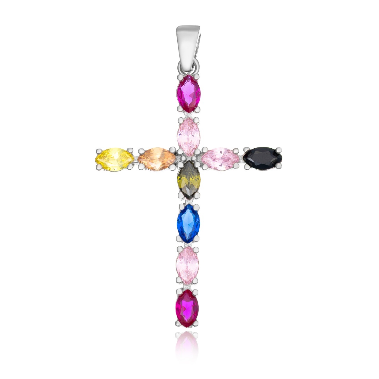 Pandantiv Multicoloured Cross din argint 925 cu cristale 3g