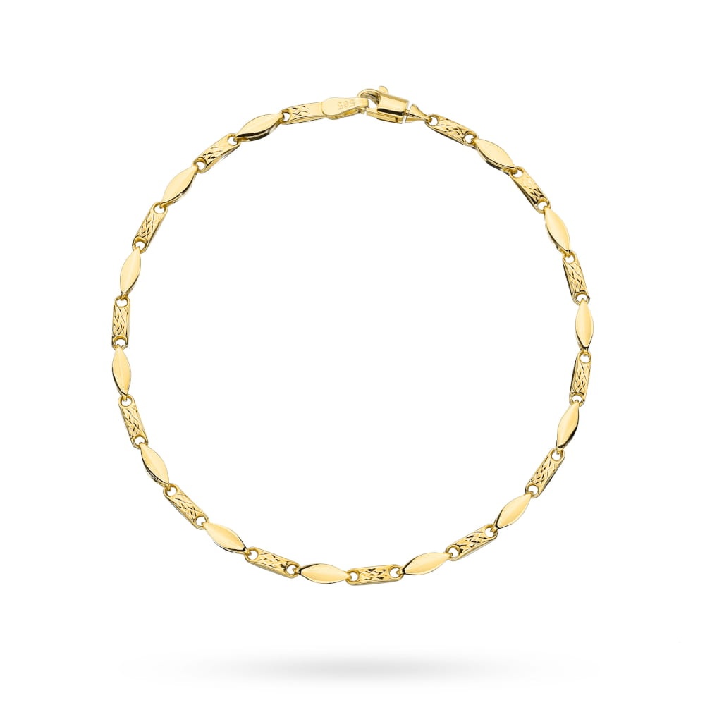 Bratara cu Placute Decorate si Zale- Aur 14k (Greutate: 2.73, Măsură: 20 cm)