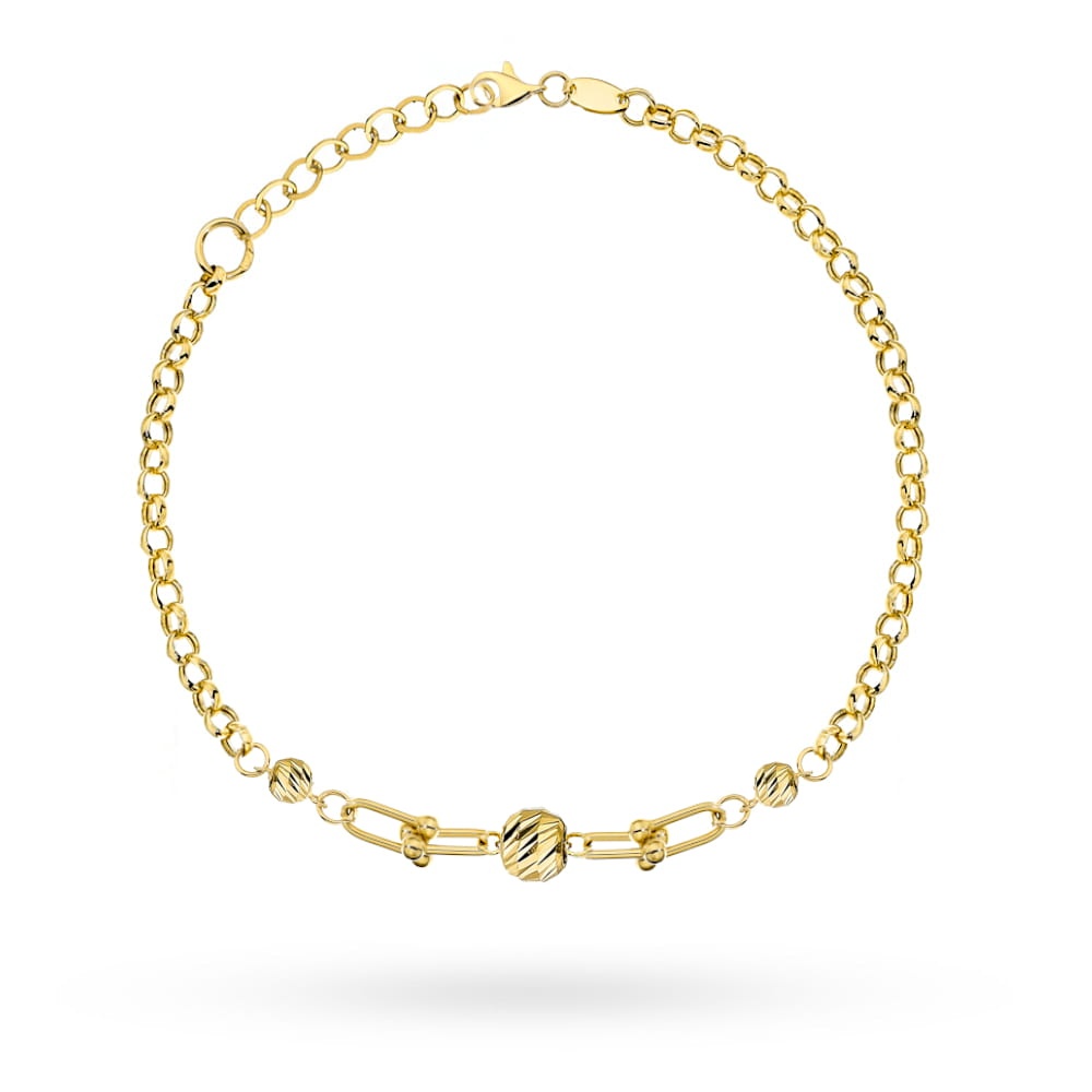 Brățară Elegantă din Aur 14K cu Sfere Tăiate Tip Diamant și Zale Lungi (Greutate: 2.46)