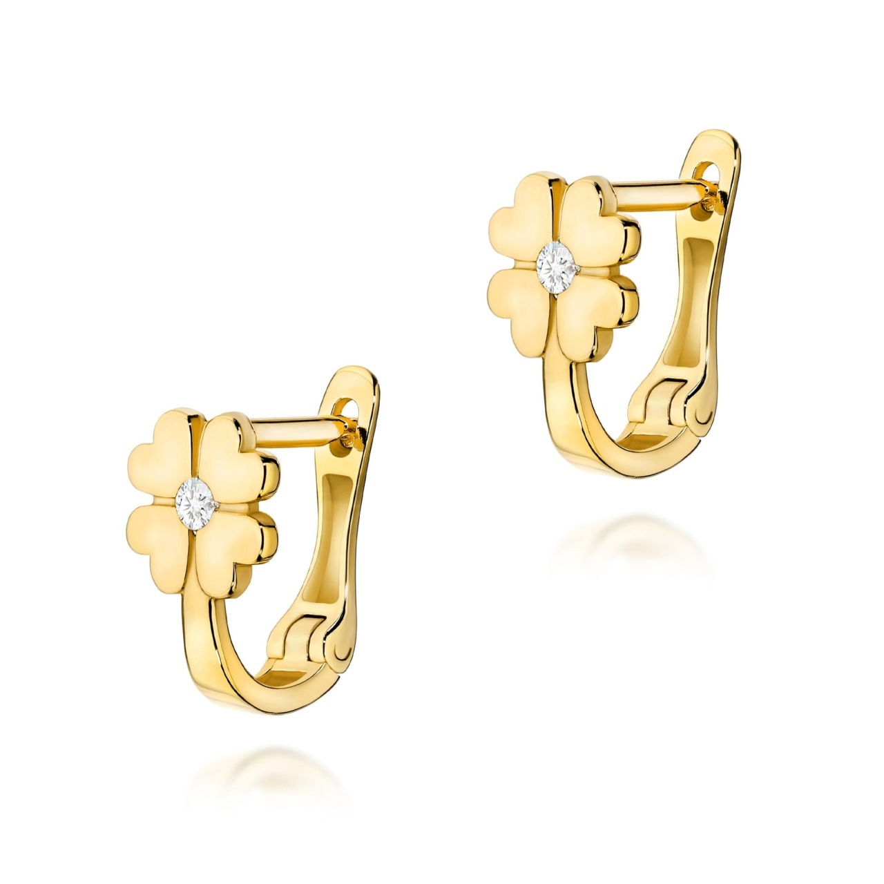 Cercei Aur 14K cu Diamant Natural 0.03 ct (Varianta: Galben)