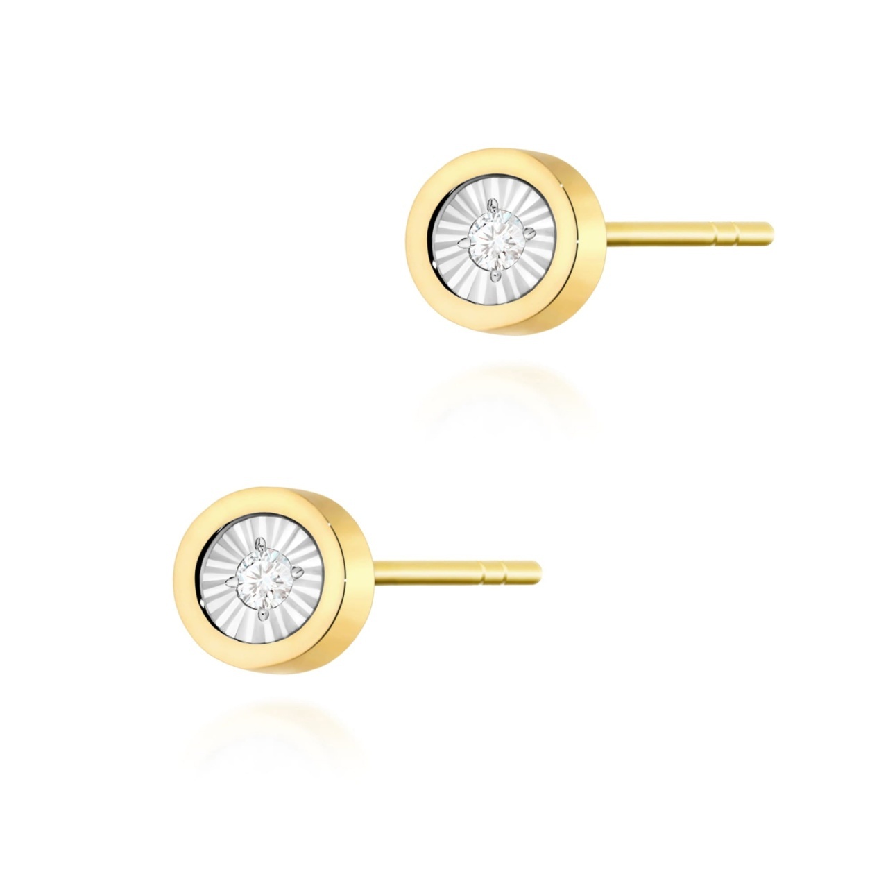 Cercei Aur 14K cu Diamant Natural 0.08 ct (Varianta: Galben)