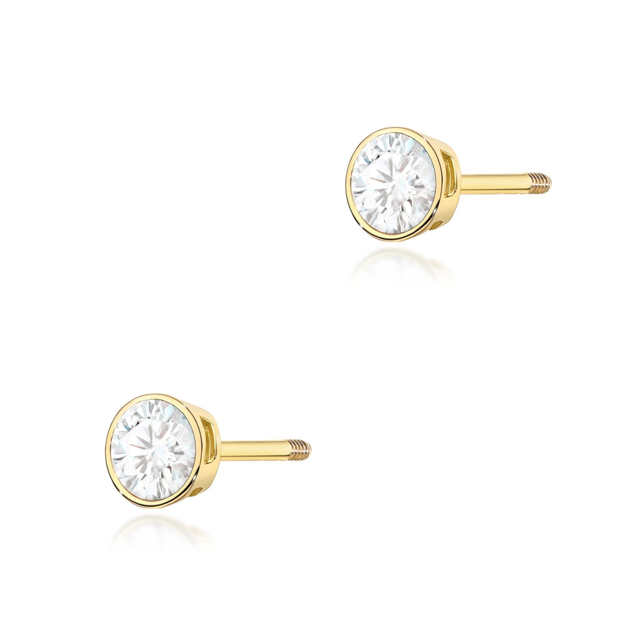 Cercei Aur 14K cu Diamant Natural 0.10 ct Filet cu Protectie (Varianta: Galben)