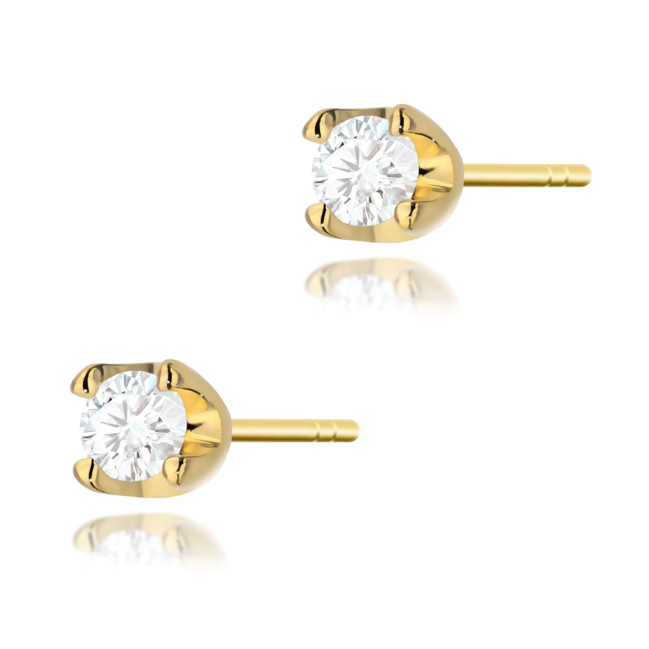 Cercei Aur 14K cu Diamant Natural 0.10 ct (Varianta: Galben)