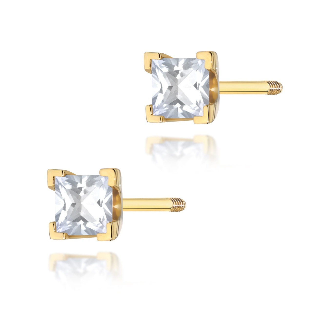 Cercei Aur 14K cu Diamant Natural 0.15 ct Filet cu Protectie (Varianta: Galben)