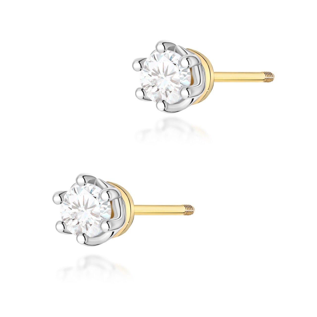 Cercei Aur 14K cu Diamant Natural 0.40 ct Filet cu Protectie (Varianta: Galben)