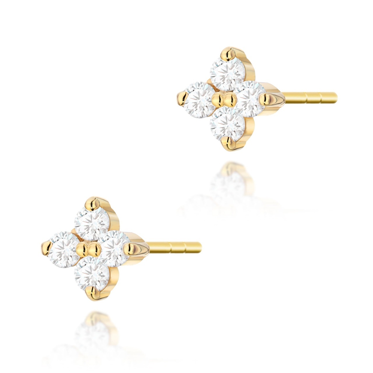 Cercei Aur 14K cu Diamante Naturale 0.12 ct (Varianta: Galben)