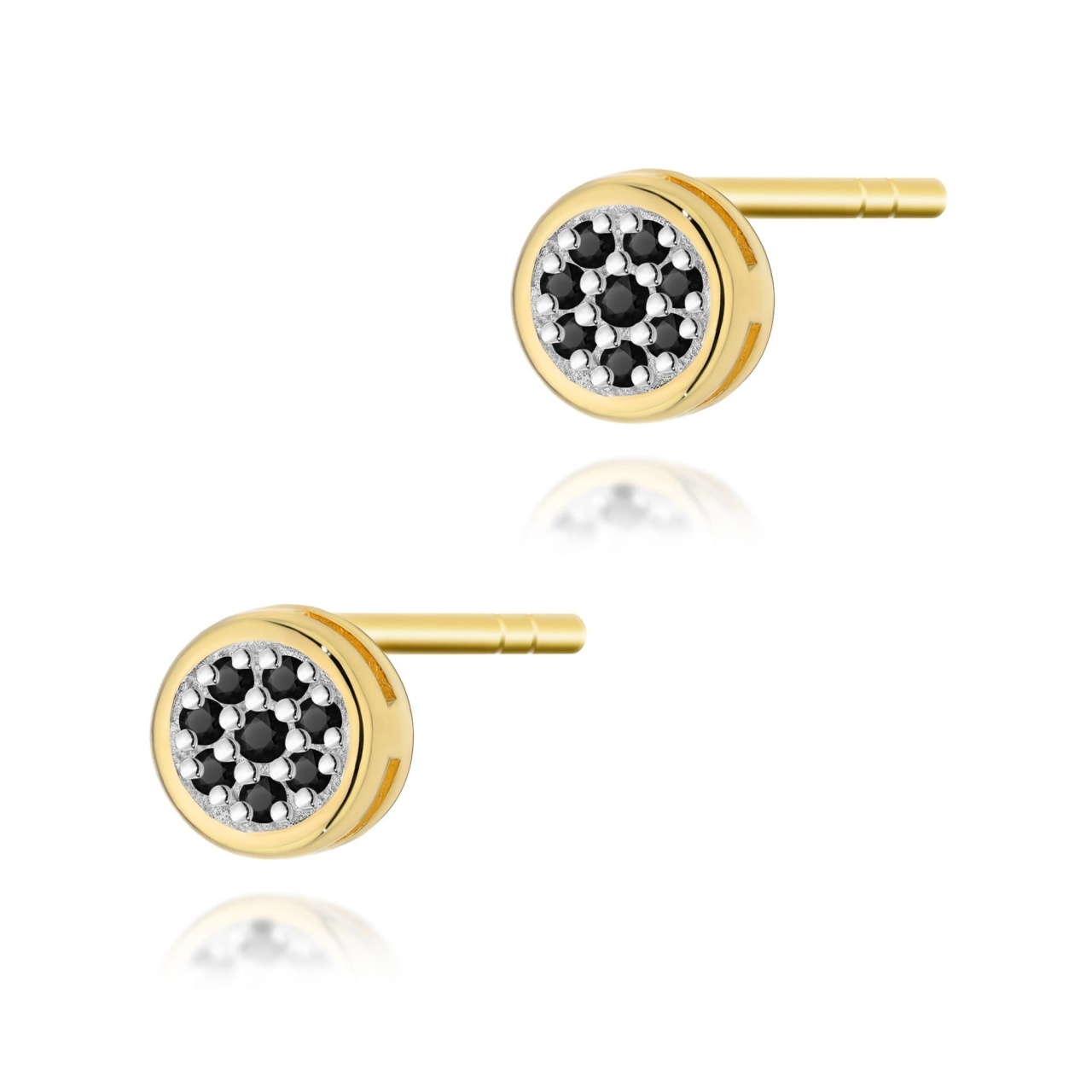 Cercei Aur 14K cu Diamante Naturale Negre 0.08 ct (Varianta: Galben)
