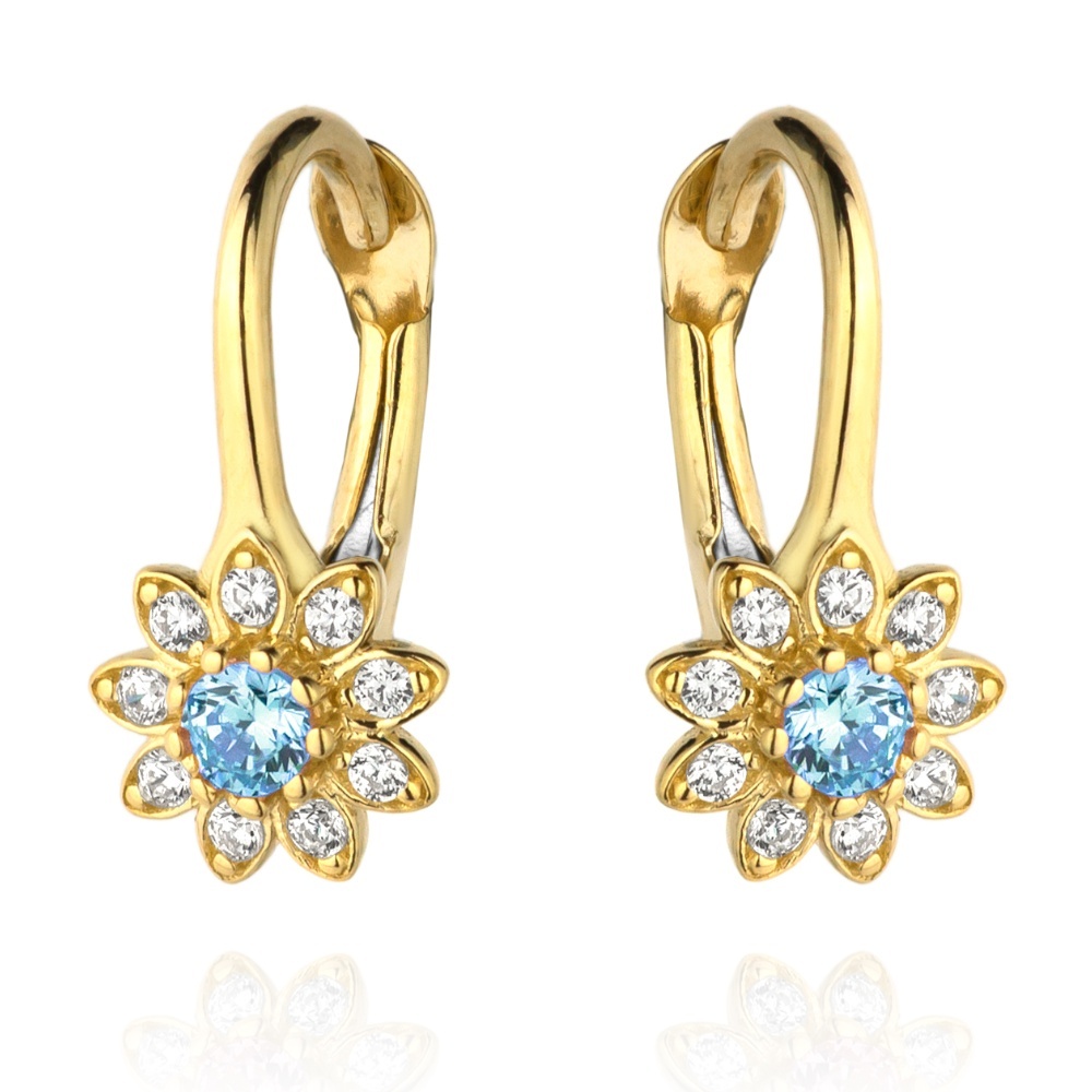 Cercei Aur 14k cu Floricele si Zirconii (Greutate: 1.43)
