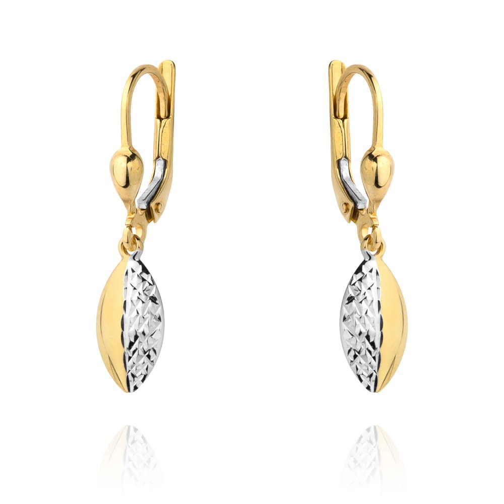Cercei Aur 14k cu Model Ajurat Alb si Neted (Greutate: 1.57)
