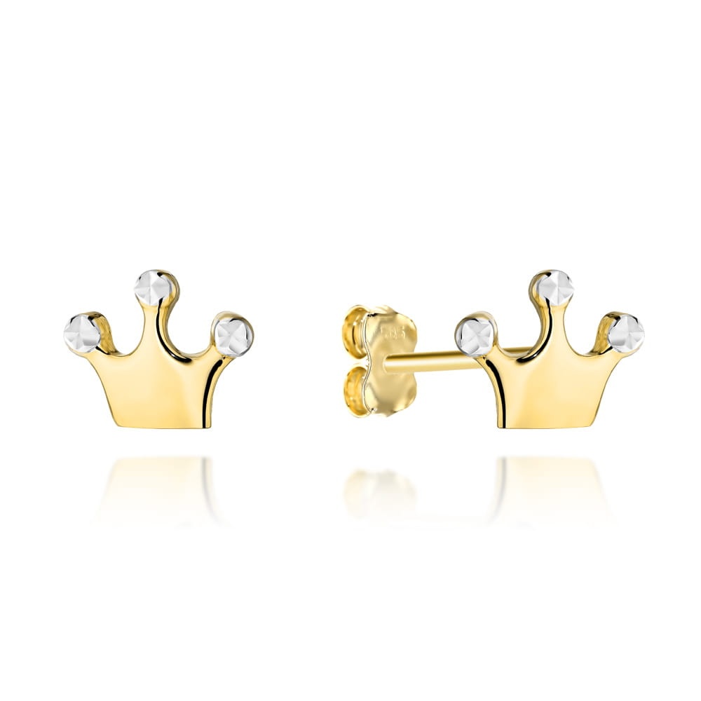 Cercei Aur 14k cu Model Coroana (Greutate: 0.85)