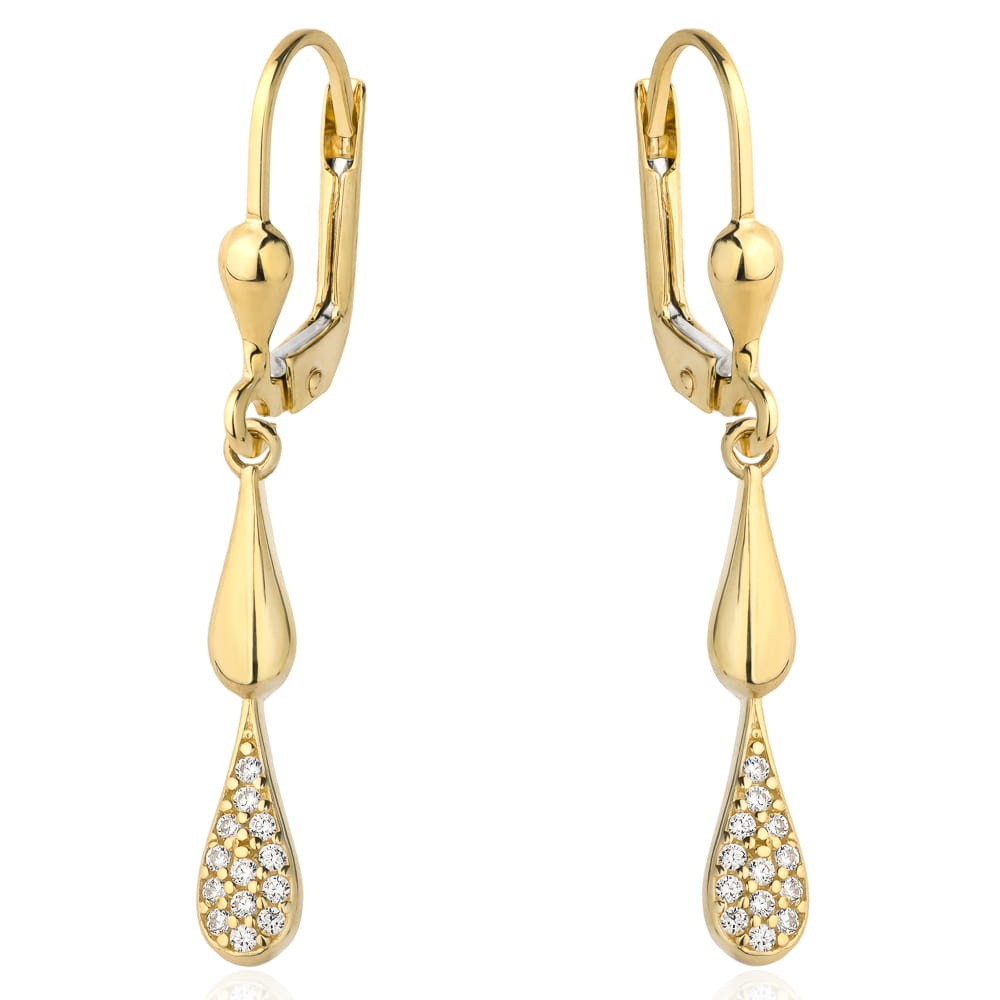 Cercei Aur 14k cu Model Neted si Zirconii (Greutate: 1.89)