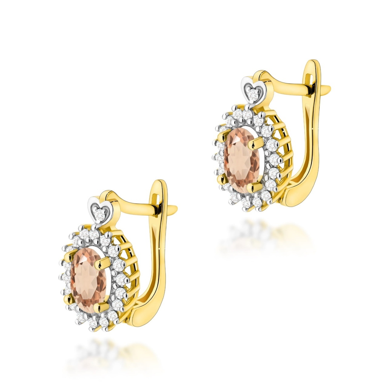 Cercei Aur 14K cu Morganit 0.40 ct si Diamante Naturale 0.19 ct (Varianta: Galben)