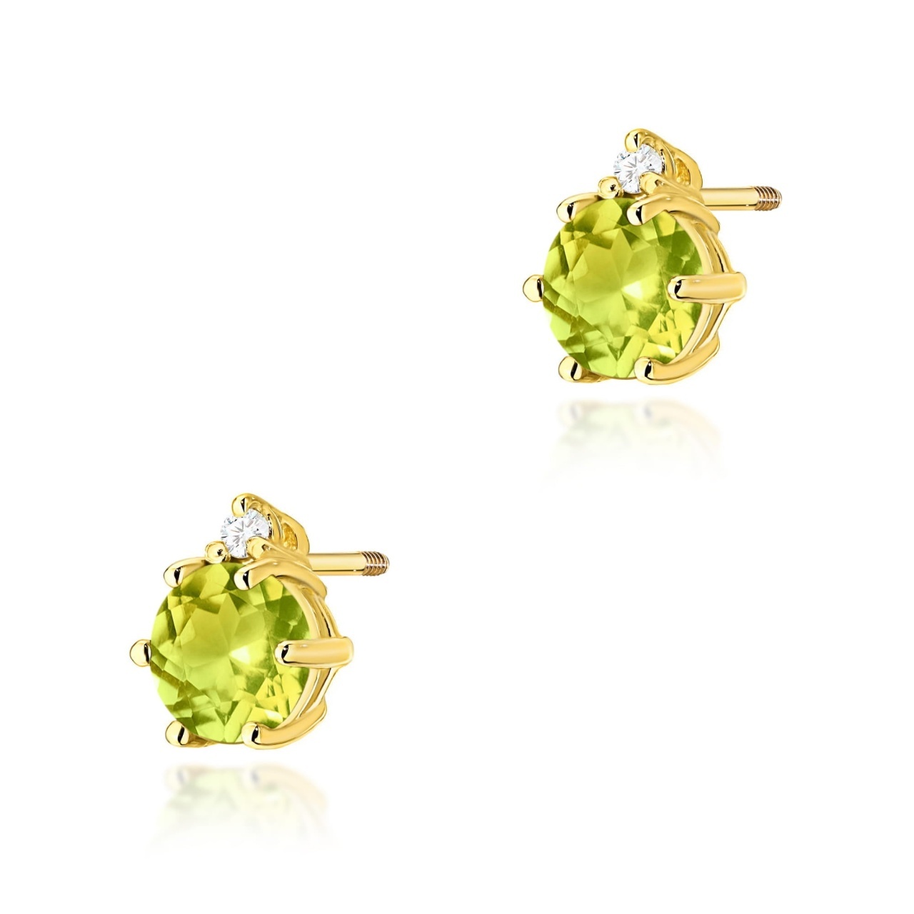 Cercei Aur 14K cu Peridot 0.60 ct si Diamante Naturale 0.03 ct Filet cu Protectie (Varianta: Galben)
