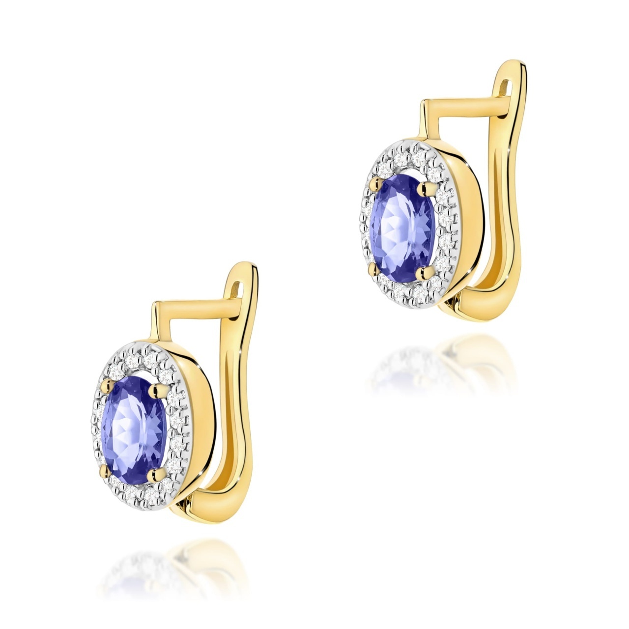 Cercei Aur 14K cu Tanzanit 0.40 ct si Diamante Naturale 0.16 ct (Varianta: Galben)