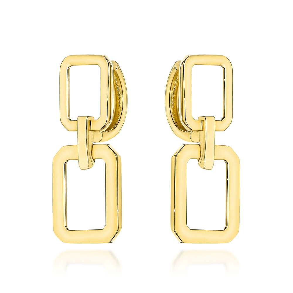 Cercei Aur 14K Dreptunghiulari pe Creolă - Eleganță Atemporală (Greutate: 2.31)