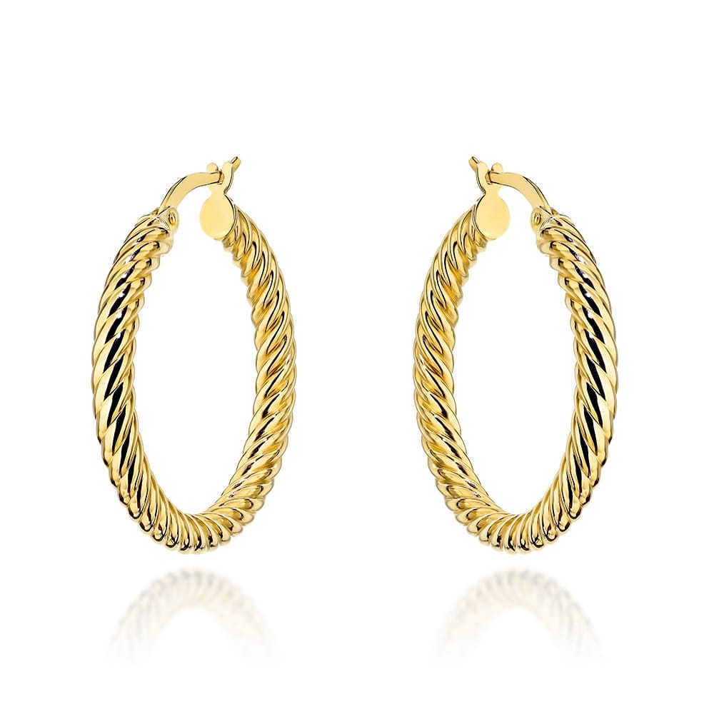 Cercei Aur 14K, Model Rotund cu Textură Densă (Greutate: 2.25)