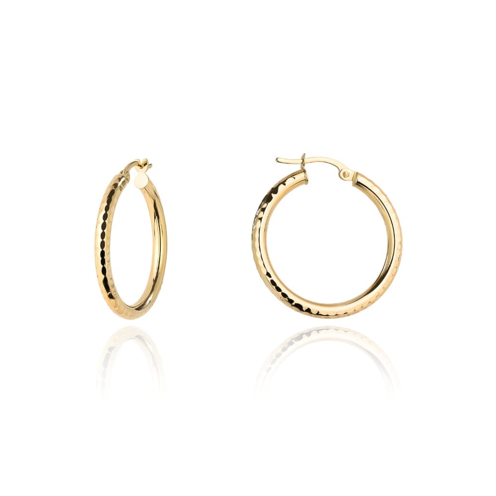 Cercei Aur 14K Rotunzi Diamantați - 1.6 cm (Greutate: 1.18)