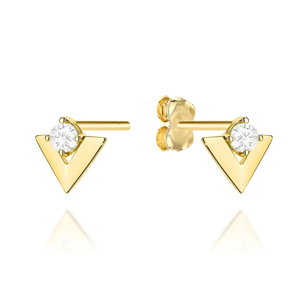 Cercei Aur 14K Trunchi Cu Zirconiu Central (Greutate: 1.12)
