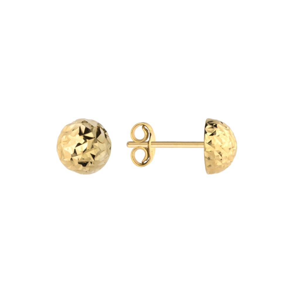 Cercei cu Bile Șlefuite de 4mm din Aur 14k (Greutate: 0.38)
