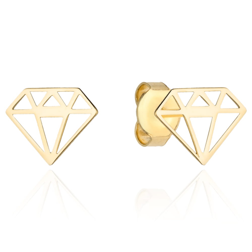 Cercei din Aur 14K cu model în formă de diamant (Greutate: 0.61)