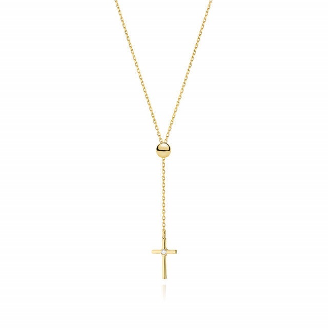 Colier Aur 14K cu Diamant Natural 0.01 ct (Varianta: Galben)