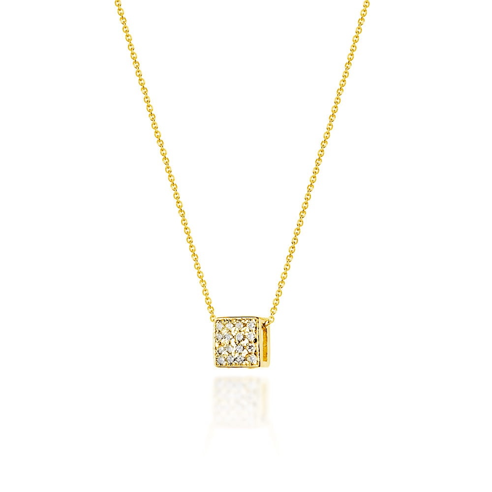 Colier Aur 14K cu Diamante Naturale 0.08 ct (Varianta: Galben)