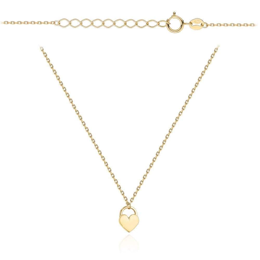 Colier Aur 14K Inimă - Lacăt (Greutate: 0.93)