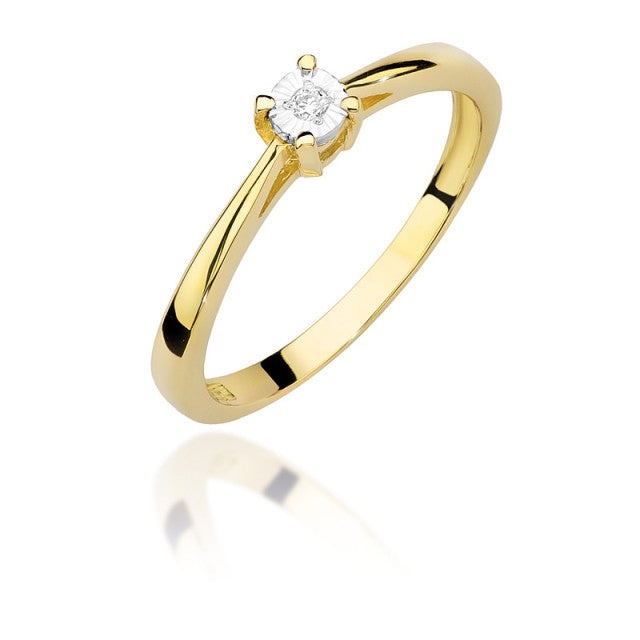 Inel Aur 14K cu Diamant Natural 0.02 ct (Varianta: Galben)