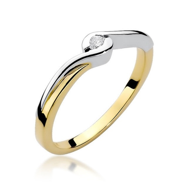 Inel Aur 14K cu Diamant Natural 0.05 ct (Varianta: Galben)