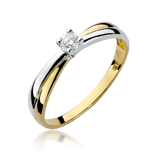 Inel Aur 14K cu Diamant Natural 0.08 ct (Varianta: Galben)