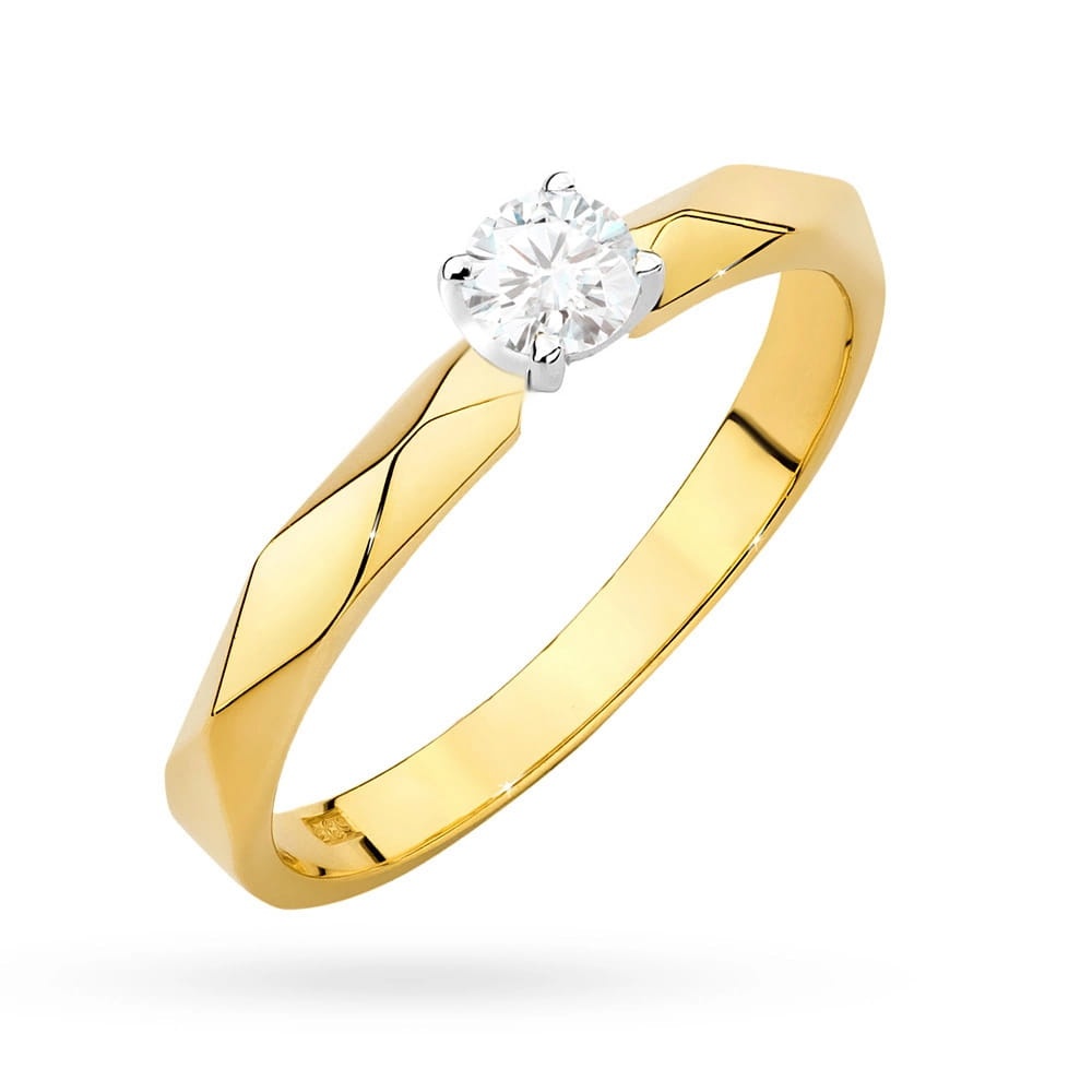 Inel Aur 14K cu Diamant Natural 0.10 ct (Varianta: Galben)